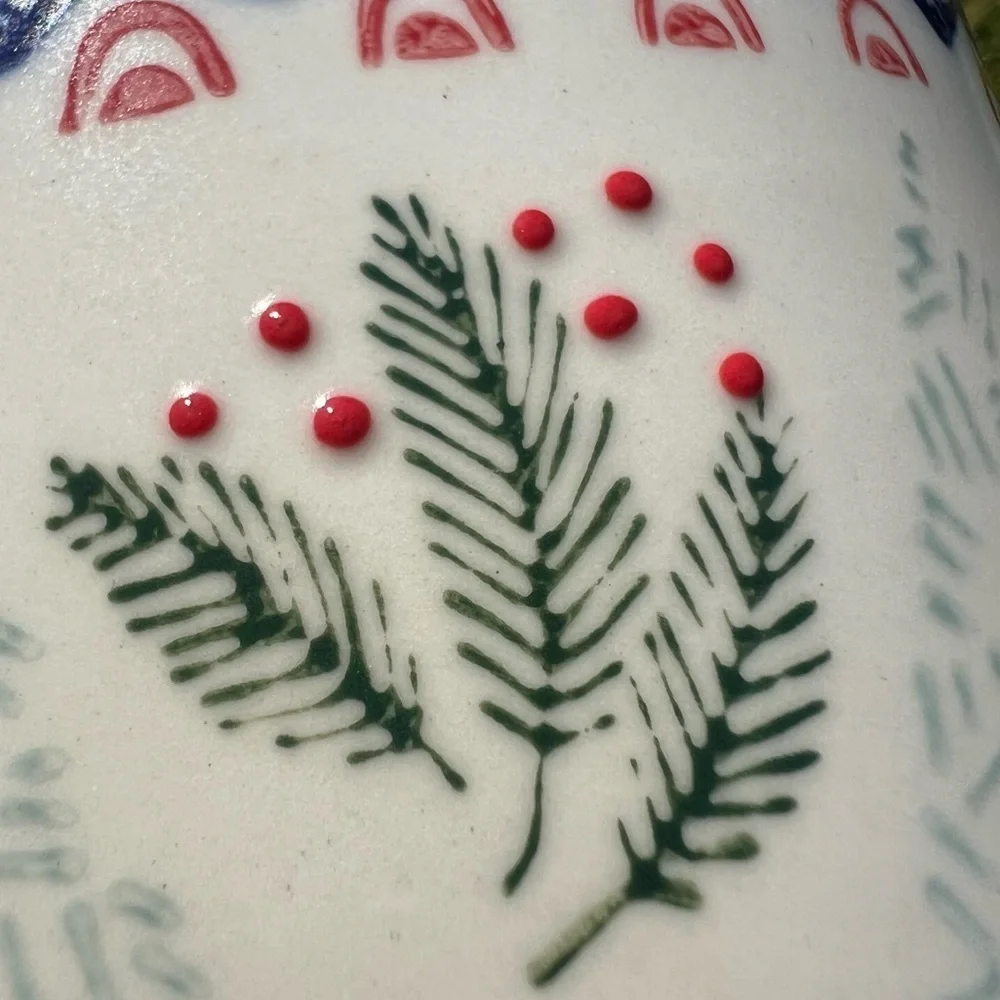 West Elm Scandi Forest Hand-Painted Stoneware Holiday Coffee Mug Replacement